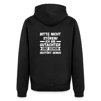 Gutachter - Unisex Premium Bio Zip Hoodie - Schwarz - Hinten - Nico (187cm)