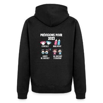 Grossesse Prévisions Pour 2023 Futur Papa et Maman - Veste à capuche bio Premium Unisexe - noir - Dos - Nico (187cm)