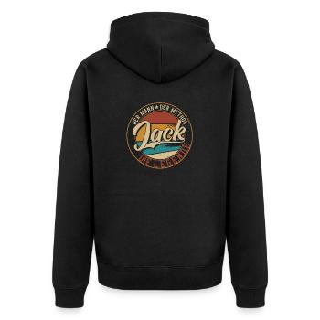 Jack Der Mann der Mythos die Legende Geschenk - Unisex Premium Bio Zip Hoodie - Schwarz - Hinten - Nico (187cm)