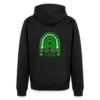 Une joyeuse enseignante préscolaire Saint-Patrick - Veste à capuche bio Premium Unisexe - noir - Dos - Nico (187cm)