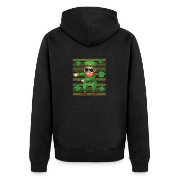 Lustiger tanzender Kobold St. Patricks Day Lucky - Unisex Premium Bio Zip Hoodie - Schwarz - Hinten - Nico (187cm)