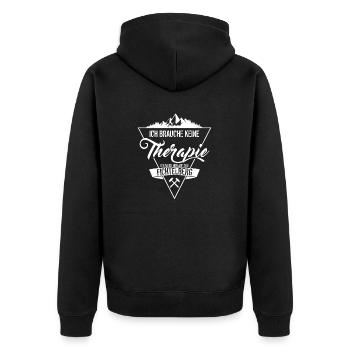 Erzgebirge Fichtelberg - Unisex Premium Bio Zip Hoodie - Schwarz - Hinten - Nico (187cm)