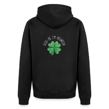 Kiss Me Im Highrish Irish St Patricks Day Gras - Unisex Premium Bio Zip Hoodie - Schwarz - Hinten - Nico (187cm)