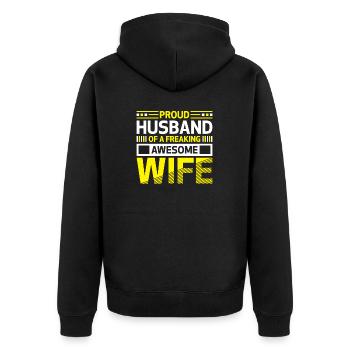 Proud Husband of a Freaking Awesome Wife Belief - Unisex Premium Organic Zip Hoodie - black - Back - Nico (187cm)