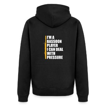 Bassoon -Spieler Bassoonist Marschband - Unisex Premium Bio Zip Hoodie - Schwarz - Hinten - Nico (187cm)