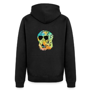 Neufundländer Newfoundland Hund - Unisex Premium Bio Zip Hoodie - Schwarz - Hinten - Nico (187cm)