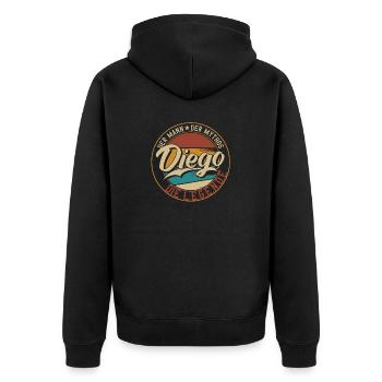Diego Der Mann der Mythos die Legende Geschenk - Unisex Premium Bio Zip Hoodie - Schwarz - Hinten - Nico (187cm)