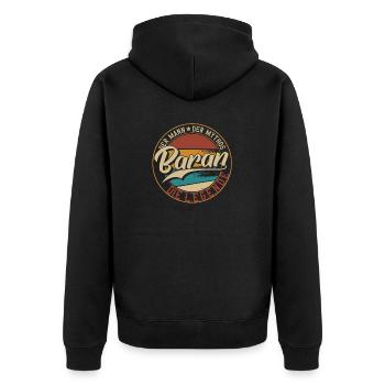 Baran Der Mann der Mythos die Legende Geschenk - Unisex Premium Bio Zip Hoodie - Schwarz - Hinten - Nico (187cm)