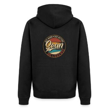 Sean Der Mann der Mythos die Legende Geschenk - Unisex Premium Bio Zip Hoodie - Schwarz - Hinten - Nico (187cm)