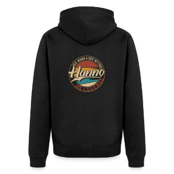 Hanno Der Mann der Mythos die Legende Geschenk - Unisex Premium Bio Zip Hoodie - Schwarz - Hinten - Nico (187cm)