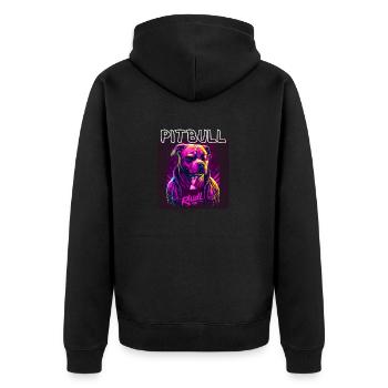 Graffiti Style - Cooler Pitbull 3 - Unisex Premium Bio Zip Hoodie - Schwarz - Hinten - Nico (187cm)