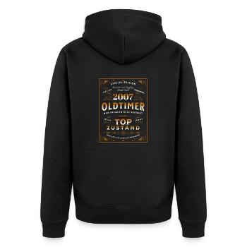 Oldtimer 16. Geburtstag Frau Mann 2007 Lustig - Unisex Premium Bio Zip Hoodie - Schwarz - Hinten - Nico (187cm)