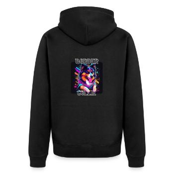 Graffiti Style - Cooler Border Collie 3 - Unisex Premium Organic Zip Hoodie - black - Back - Nico (187cm)