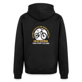 You Don't Stop Cycling When You Get Old Bike Bikin - Unisex Premium Bio Zip Hoodie - Schwarz - Hinten - Nico (187cm)