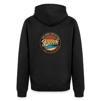 Janek Der Mann der Mythos die Legende Geschenk - Unisex Premium Bio Zip Hoodie - Schwarz - Hinten - Nico (187cm)