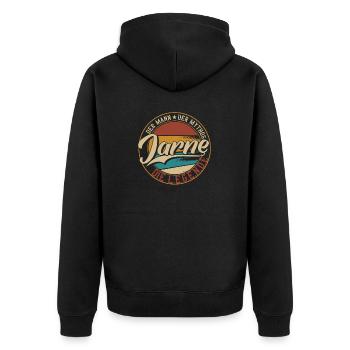 Jarne Der Mann der Mythos die Legende Geschenk - Unisex Premium Bio Zip Hoodie - Schwarz - Hinten - Nico (187cm)