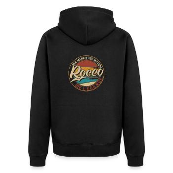 Rocco Der Mann der Mythos die Legende Geschenk - Unisex Premium Bio Zip Hoodie - Schwarz - Hinten - Nico (187cm)