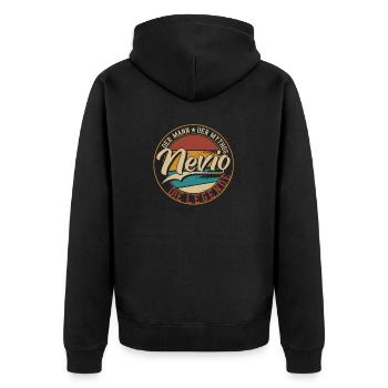 Nevio Der Mann der Mythos die Legende Geschenk - Unisex Premium Bio Zip Hoodie - Schwarz - Hinten - Nico (187cm)