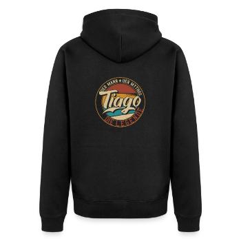 Tiago Der Mann der Mythos die Legende Geschenk - Unisex Premium Bio Zip Hoodie - Schwarz - Hinten - Nico (187cm)