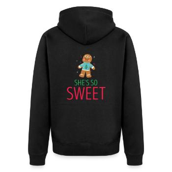 Elle est si douce drôle Gingerbread Couples de Noël - Veste à capuche bio Premium Unisexe - noir - Dos - Nico (187cm)