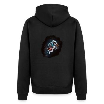 Astronaut Cosmonaut Sci-Fi character - Unisex Premium Bio Zip Hoodie - Schwarz - Hinten - Nico (187cm)
