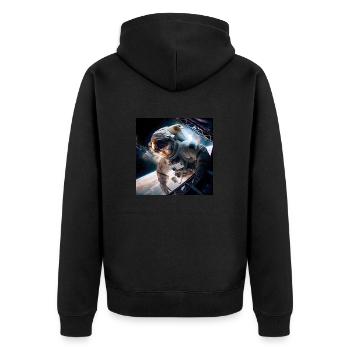 Astronaut Cosmonaut Sci-Fi character - Unisex Premium Bio Zip Hoodie - Schwarz - Hinten - Nico (187cm)