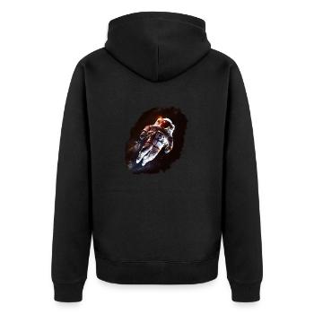 Astronaut Cosmonaut Sci-Fi character - Unisex Premium Bio Zip Hoodie - Schwarz - Hinten - Nico (187cm)