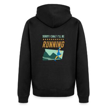Lustiges Marathon Läufer Laufen Cross Country - Unisex Premium Bio Zip Hoodie - Schwarz - Hinten - Nico (187cm)