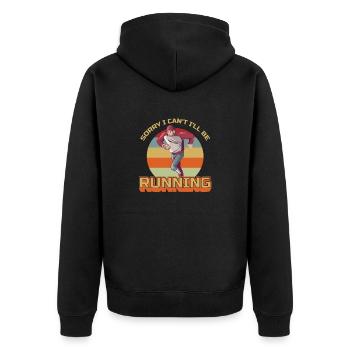 Lustiges Marathon Läufer Laufen Cross Country - Unisex Premium Bio Zip Hoodie - Schwarz - Hinten - Nico (187cm)