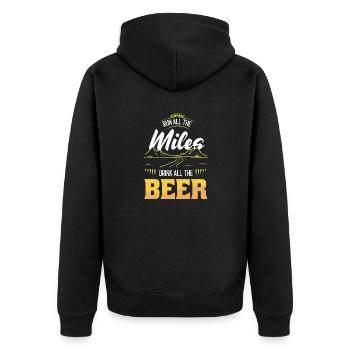 Lustiges Marathon Läufer Laufen Cross Country - Unisex Premium Bio Zip Hoodie - Schwarz - Hinten - Nico (187cm)