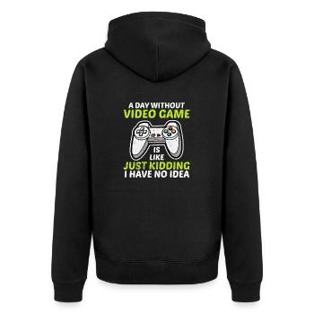 Une journée sans jeux vidéo Drôles de cadeaux de joueur Enfants - Veste à capuche bio Premium Unisexe - noir - Dos - Nico (187cm)