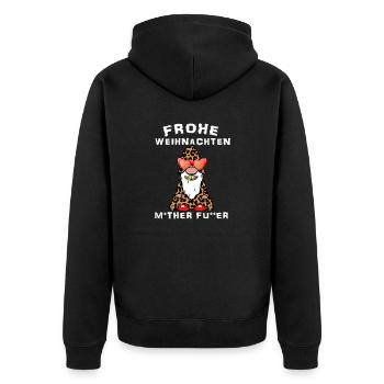 Frohe Weihnachten - Unisex Premium Bio Zip Hoodie - Schwarz - Hinten - Nico (187cm)