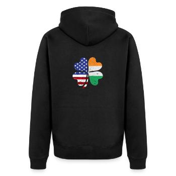 Irish American Ireland Flag ST PATRICKS DAY - Unisex Premium Organic Zip Hoodie - black - Back - Nico (187cm)