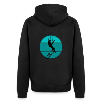Kitesurfen - Unisex Premium Bio Zip Hoodie - Schwarz - Hinten - Nico (187cm)
