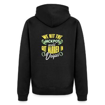 We Hit The Jackpot Will Got Married In Vegas - Unisex Premium Organic Zip Hoodie - black - Back - Nico (187cm)