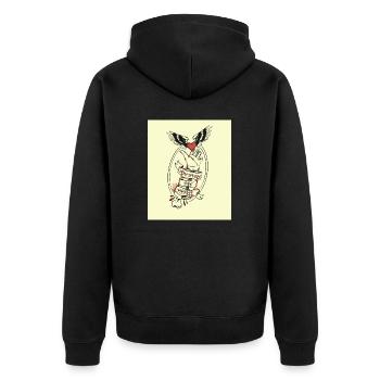 Du hast mein Herz gestohlen Zombie Hand Du hast me - Unisex Premium Bio Zip Hoodie - Schwarz - Hinten - Nico (187cm)