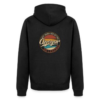 Ansgar Der Mann der Mythos die Legende Geschenk - Unisex Premium Bio Zip Hoodie - Schwarz - Hinten - Nico (187cm)