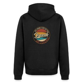 Jannik Der Mann der Mythos die Legende Geschenk - Unisex Premium Bio Zip Hoodie - Schwarz - Hinten - Nico (187cm)