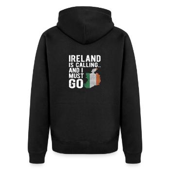 Irish flag St. Patrick's Day Ireland calls and - Unisex Premium Organic Zip Hoodie - black - Back - Nico (187cm)