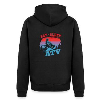 All-Terrain-Fahrzeuge coole Flüsterer Retro-Kunst - Unisex Premium Bio Zip Hoodie - Schwarz - Hinten - Nico (187cm)