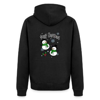 Merry Christmas Snow - Unisex Premium Bio Zip Hoodie - Schwarz - Hinten - Nico (187cm)