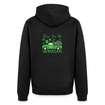 Ici pour les manigances Leprechaun Truck St Pat - Veste à capuche bio Premium Unisexe - noir - Dos - Nico (187cm)