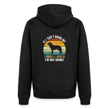 Wenn ich meinen Siberian Husky nicht mitnehmen kann, gehe ich nicht - Unisex Premium Bio Zip Hoodie - Schwarz - Hinten - Nico (187cm)