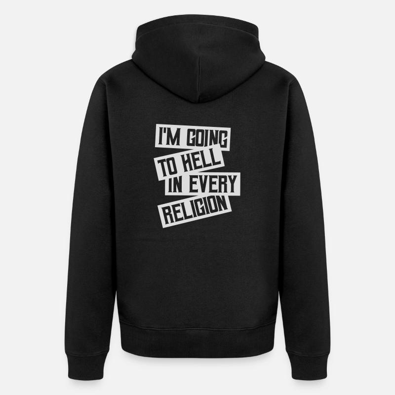 in going to hell - Unisex Premium Organic Zip Hoodie - black
