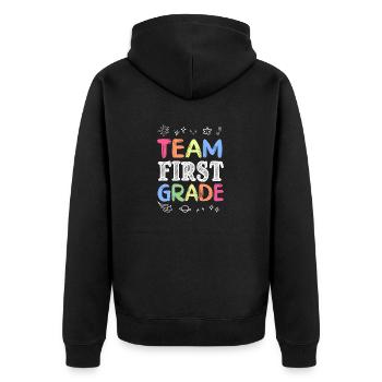 Team First Grade Back to School Teaching Student - Unisex Premium Bio Zip Hoodie - Schwarz - Hinten - Nico (187cm)