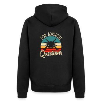 axolotls questions - Unisex Premium Bio Zip Hoodie - Schwarz - Hinten - Nico (187cm)