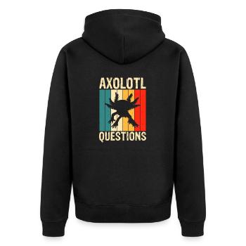 axolotls questions - Unisex Premium Bio Zip Hoodie - Schwarz - Hinten - Nico (187cm)