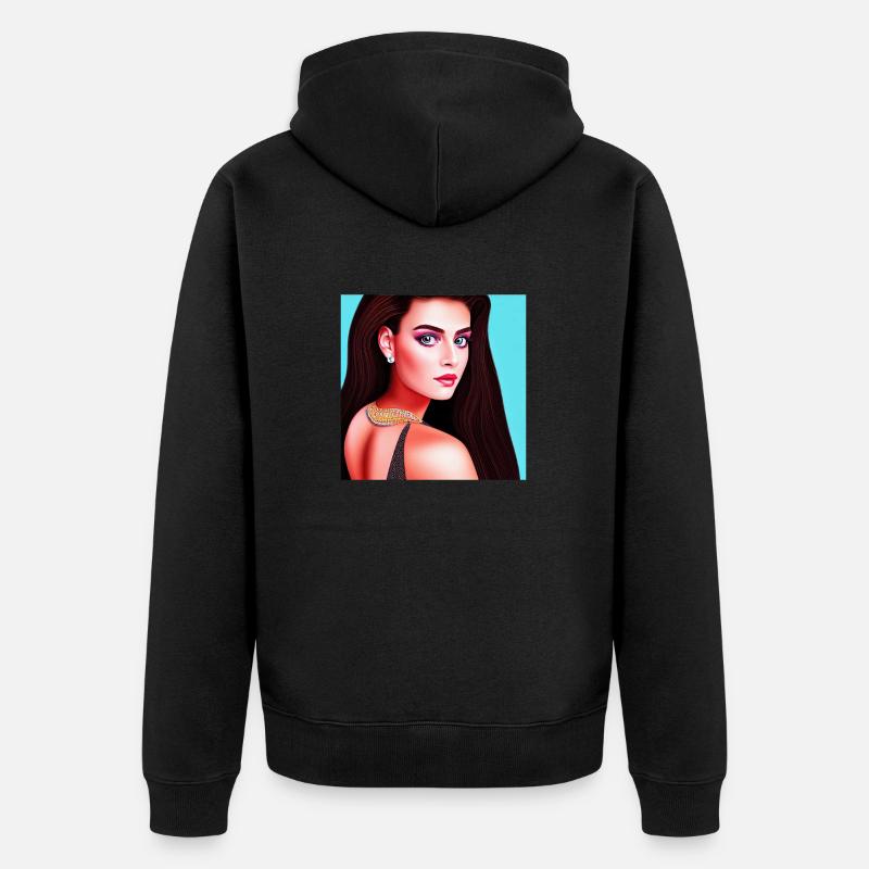 Retrowave Synthwave 80s Character Design - Unisex Premium Bio Zip Hoodie - Schwarz