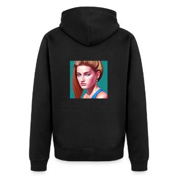 Retrowave Synthwave 80s Design - Unisex Premium Bio Zip Hoodie - Schwarz - Hinten - Nico (187cm)