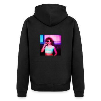 Retrowave Synthwave 80s Character Design - Unisex Premium Bio Zip Hoodie - Schwarz - Hinten - Nico (187cm)